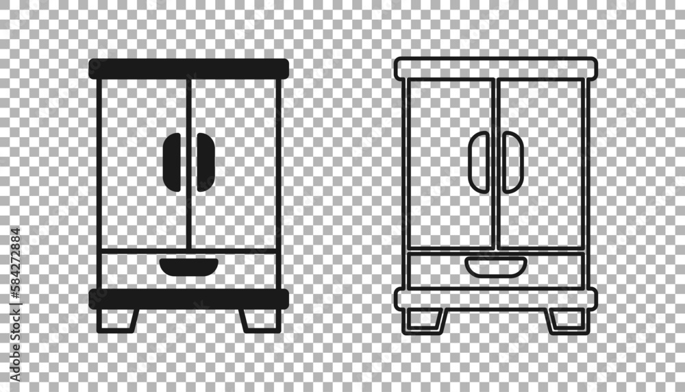 Black Wardrobe icon isolated on transparent background. Cupboard sign. Vector Black Wardrobe icon isolated on transparent background. Cupboard sign. Vector