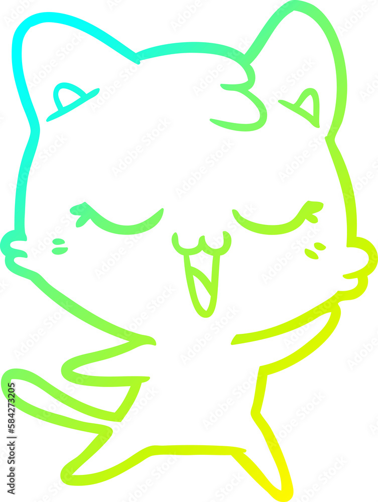 cold gradient line drawing happy cartoon cat cold gradient line drawing happy cartoon cat