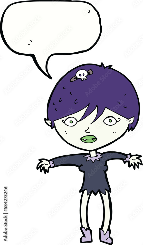 cartoon vampire girl with speech bubble cartoon vampire girl with speech bubble