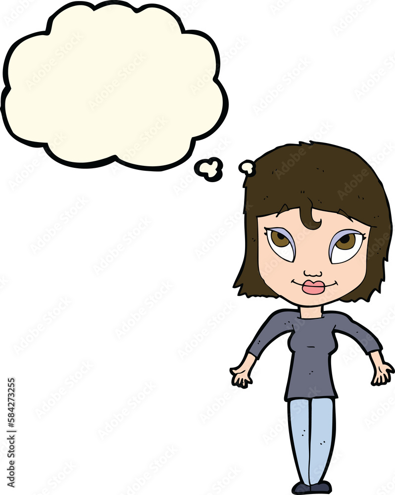 cartoon girl shrugging shoulders with thought bubble cartoon girl shrugging shoulders with thought bubble