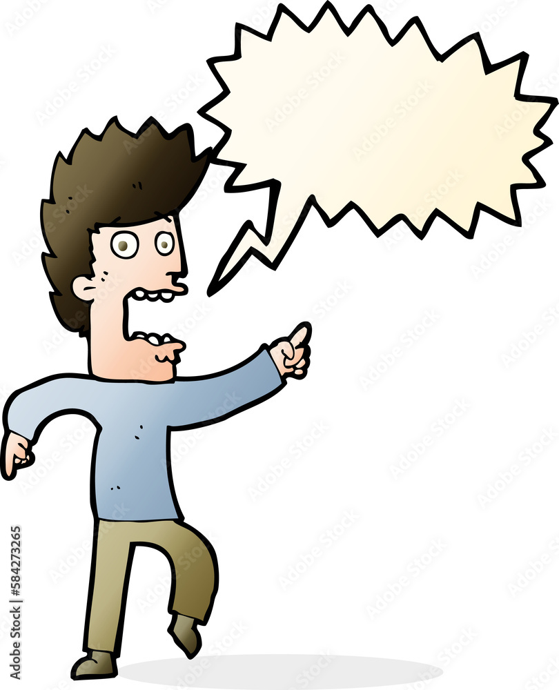 cartoon terrified man with speech bubble cartoon terrified man with speech bubble