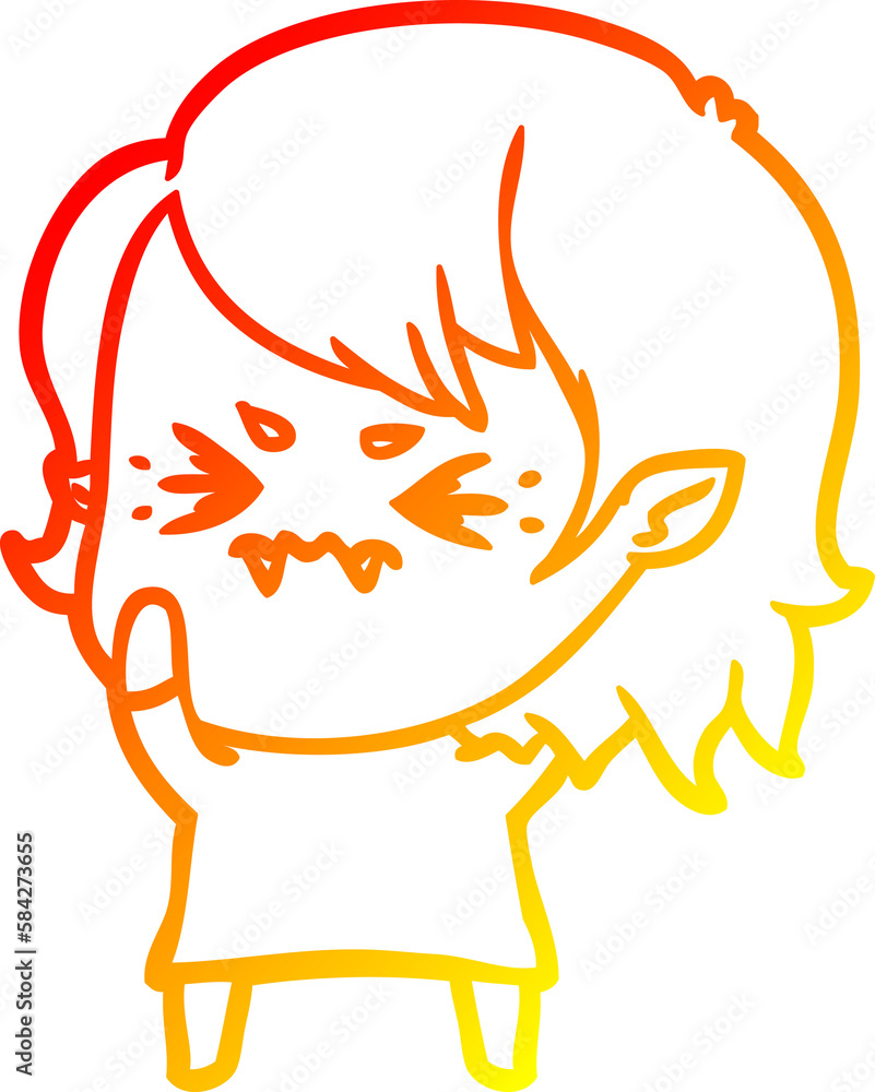warm gradient line drawing annoyed cartoon vampire girl warm gradient line drawing annoyed cartoon vampire girl