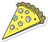 sticker of a quirky hand drawn cartoon slice of pizza