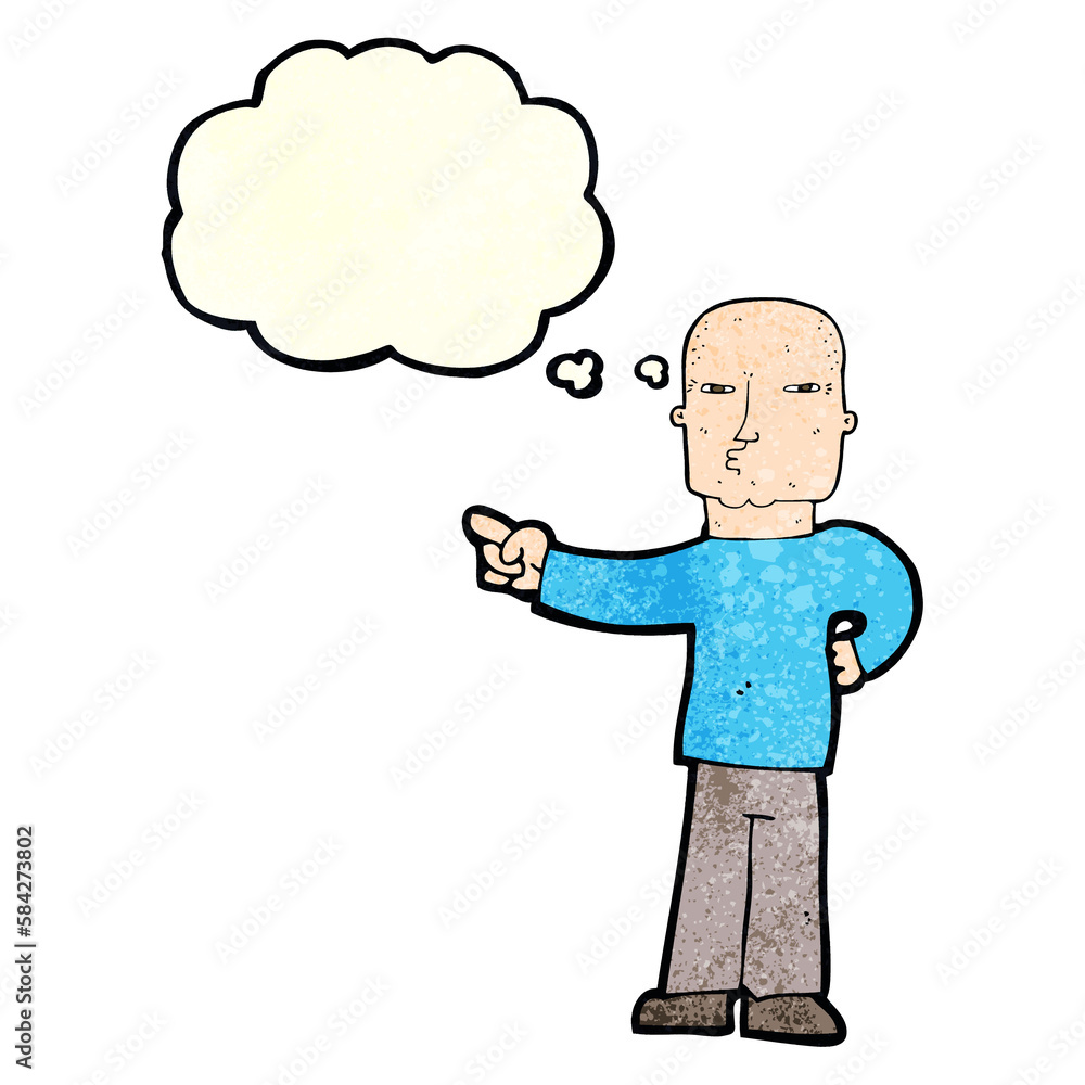 cartoon pointing man with thought bubble cartoon pointing man with thought bubble