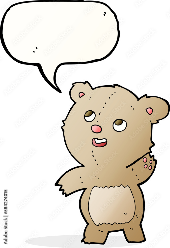 cartoon cute waving teddy bear with speech bubble cartoon cute waving teddy bear with speech bubble