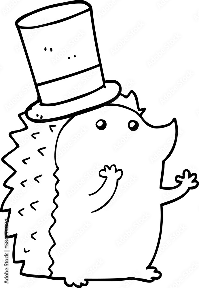Fototapeta premium cartoon hedgehog wearing hat