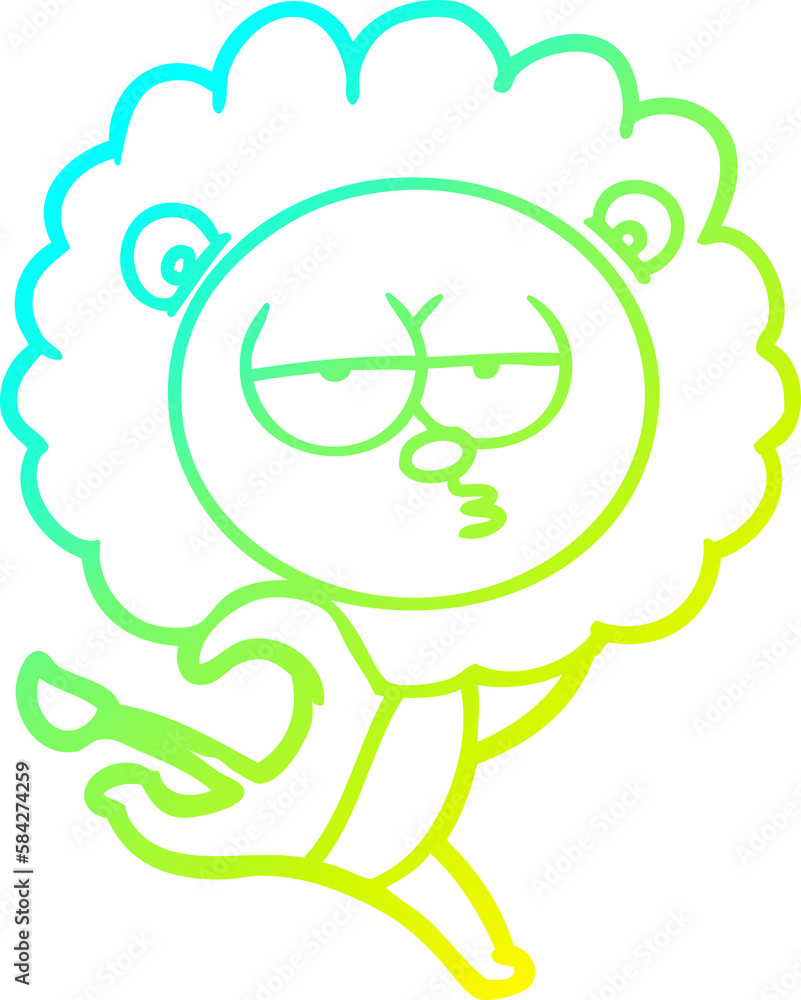 cold gradient line drawing cartoon running lion cold gradient line drawing cartoon running lion