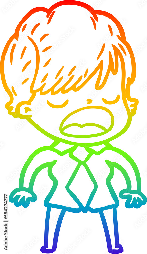 rainbow gradient line drawing cartoon woman talking rainbow gradient line drawing cartoon woman talking