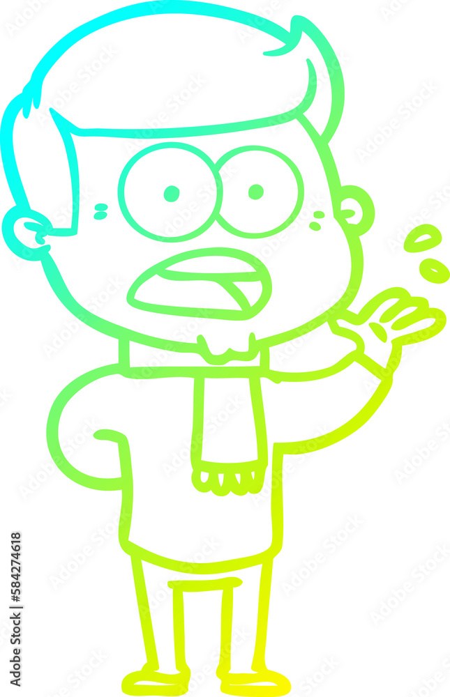 cold gradient line drawing cartoon shocked man cold gradient line drawing cartoon shocked man