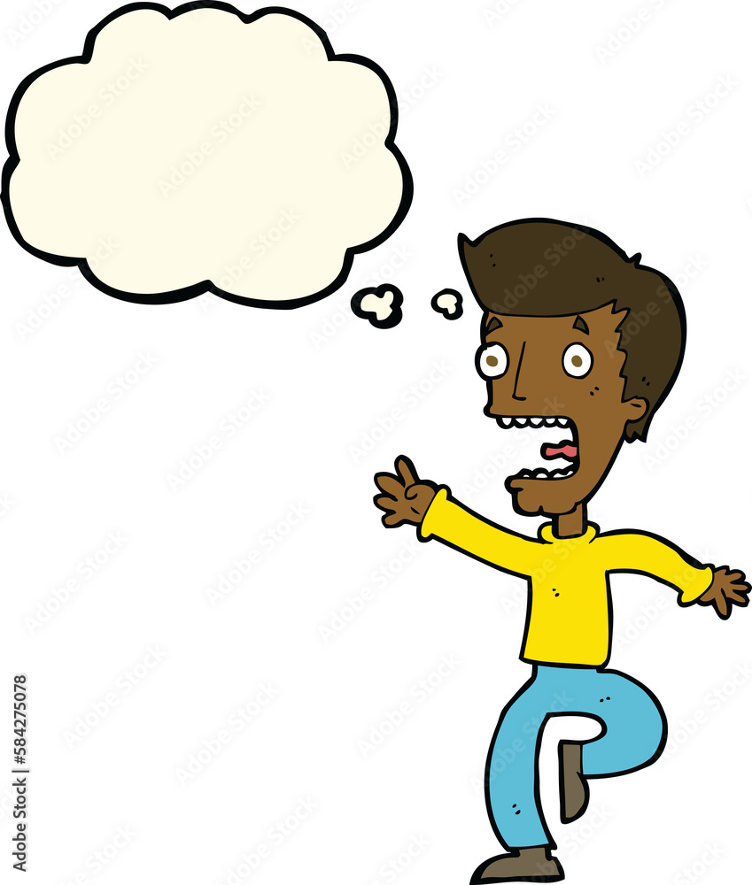 cartoon terrified man with thought bubble cartoon terrified man with thought bubble
