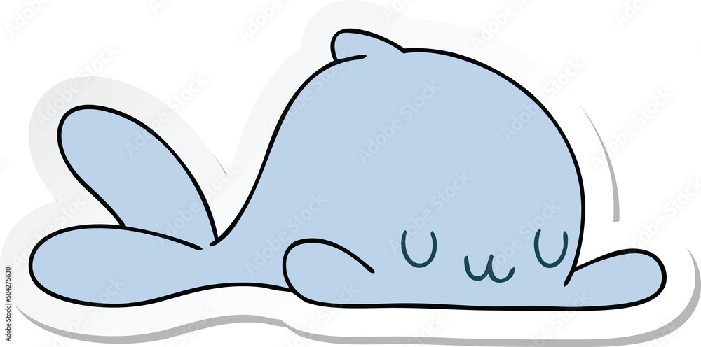 Fototapeta premium sticker of a quirky hand drawn cartoon whale