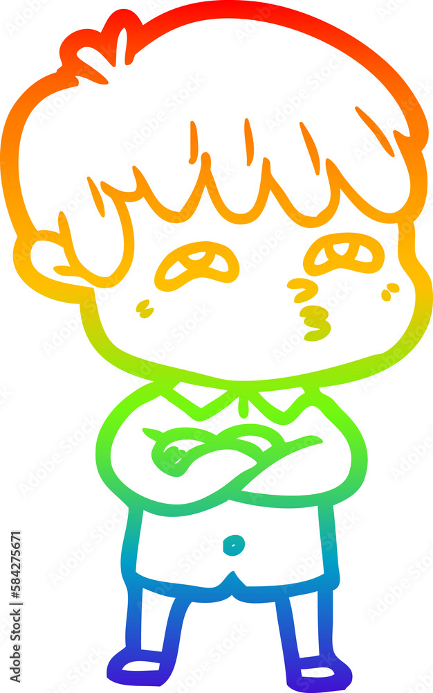 rainbow gradient line drawing cartoon curious man rainbow gradient line drawing cartoon curious man