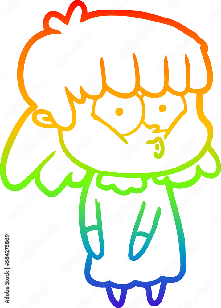 rainbow gradient line drawing cartoon whistling girl rainbow gradient line drawing cartoon whistling girl