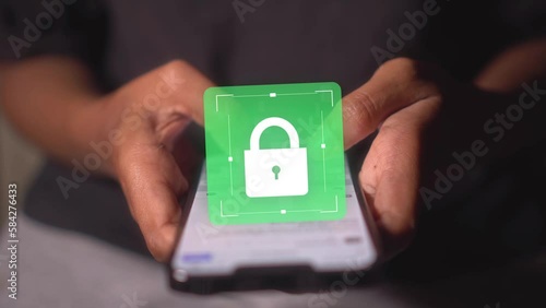 Protected access to the phone data. Private online payment with digital wallet and secure login, mobile wallet safety, Data protection, VPN, virtual private network, Internet cyber security 4k