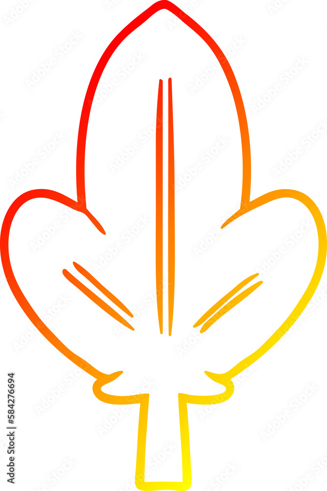 Obraz premium warm gradient line drawing cartoon leaf