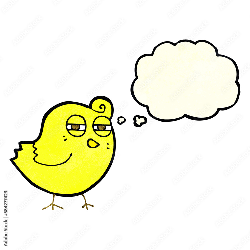 funny cartoon bird with thought bubble funny cartoon bird with thought bubble