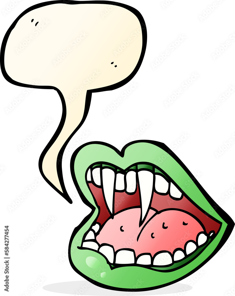 cartoon vampire mouth with speech bubble cartoon vampire mouth with speech bubble