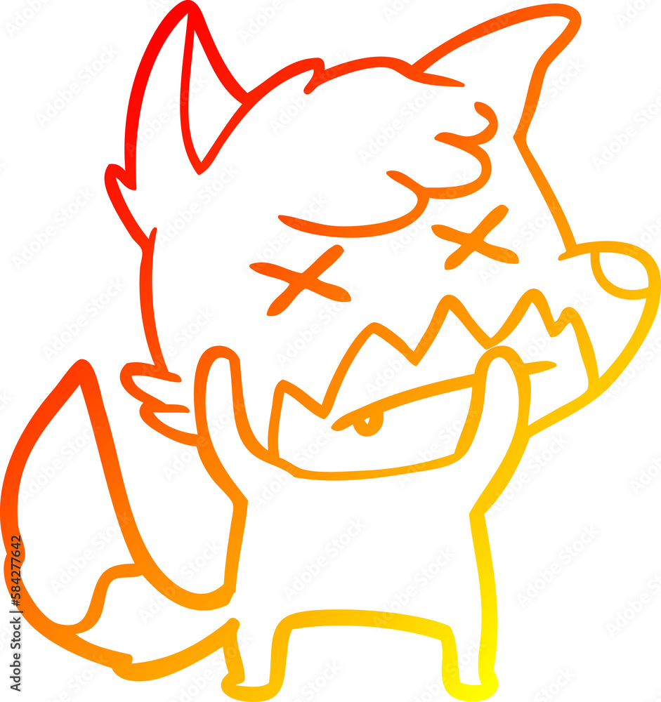 warm gradient line drawing cartoon dead fox warm gradient line drawing cartoon dead fox