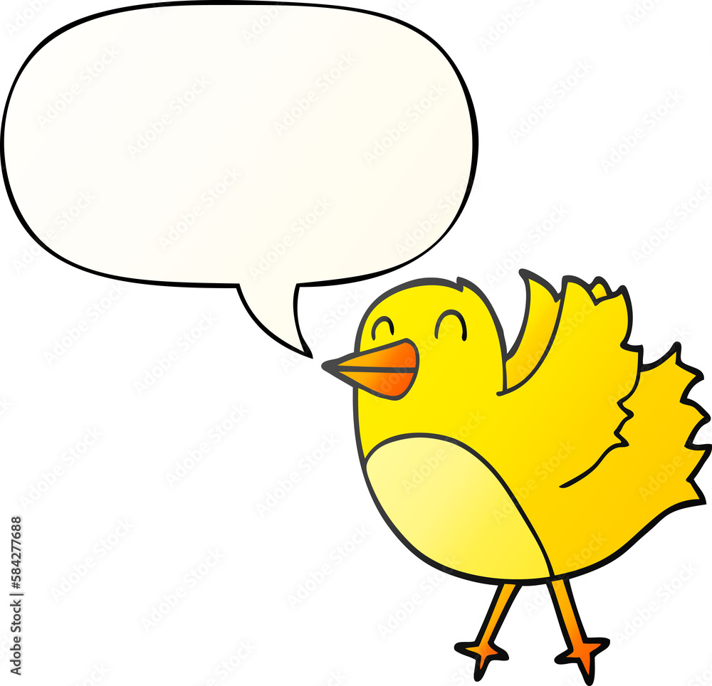cartoon bird and speech bubble in smooth gradient style cartoon bird and speech bubble in smooth gradient style