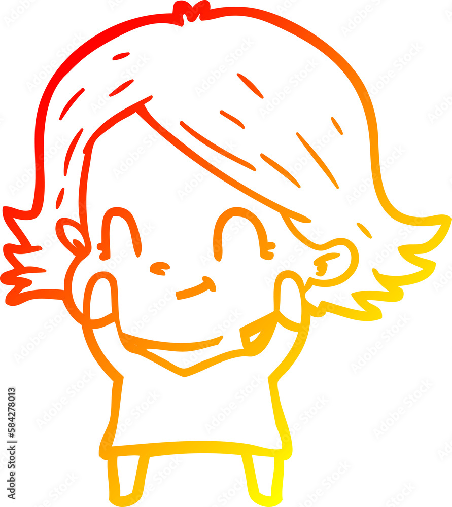 warm gradient line drawing cartoon friendly girl warm gradient line drawing cartoon friendly girl