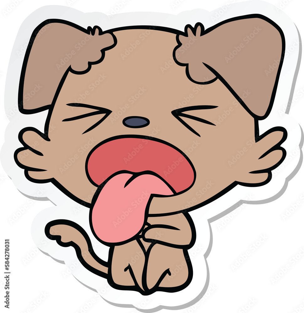 sticker of a cartoon disgusted dog sitting sticker of a cartoon disgusted dog sitting