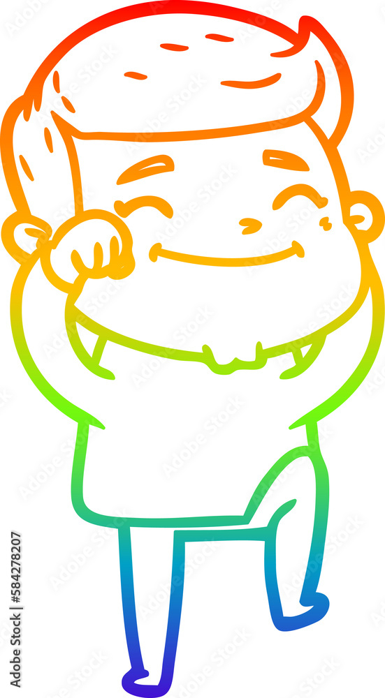 rainbow gradient line drawing happy cartoon man rainbow gradient line drawing happy cartoon man