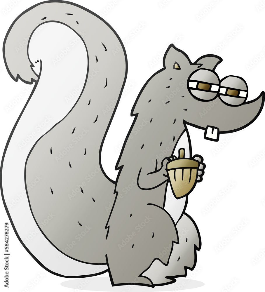 Fototapeta premium cartoon squirrel with nut