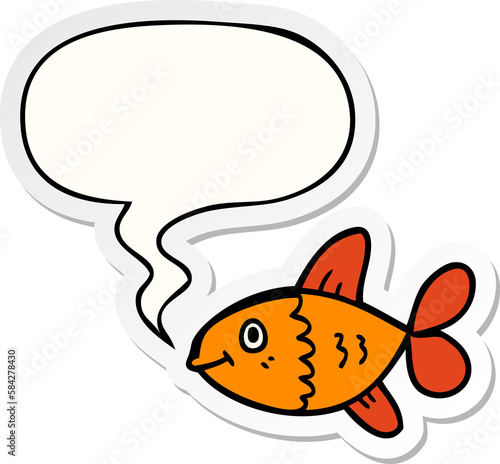 cartoon fish and speech bubble sticker