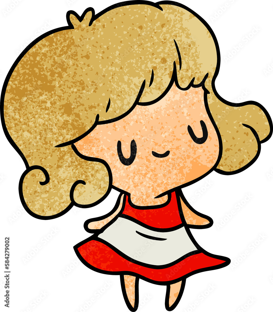 textured cartoon kawaii of cute girl textured cartoon kawaii of cute girl