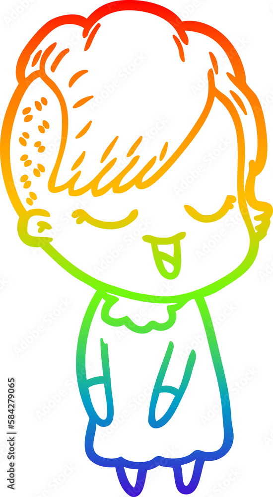 rainbow gradient line drawing happy cartoon girl rainbow gradient line drawing happy cartoon girl