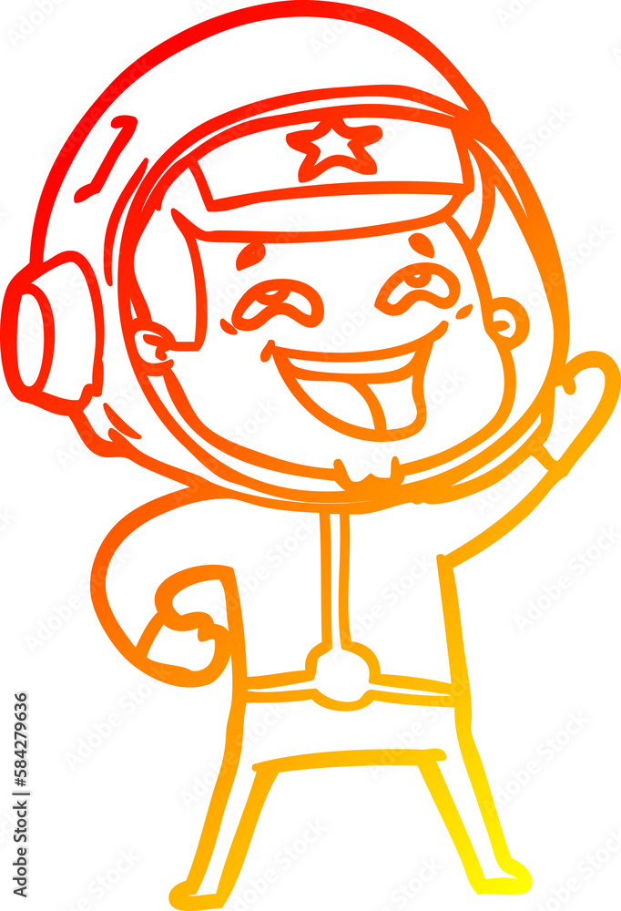 warm gradient line drawing cartoon laughing astronaut warm gradient line drawing cartoon laughing astronaut
