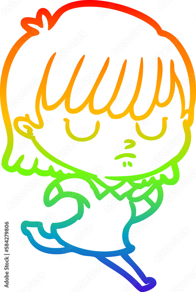 rainbow gradient line drawing cartoon woman rainbow gradient line drawing cartoon woman