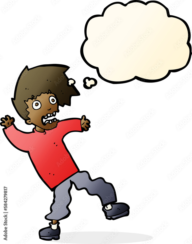 cartoon terrified man with thought bubble cartoon terrified man with thought bubble