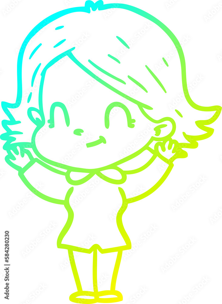 cold gradient line drawing cartoon friendly girl cold gradient line drawing cartoon friendly girl