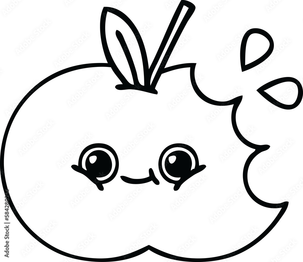 line drawing cartoon apple