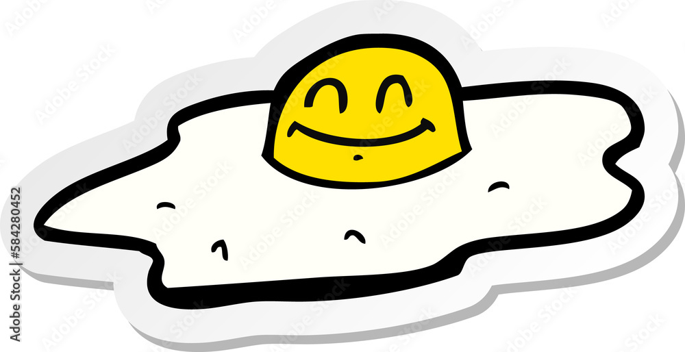 sticker of a cartoon fried egg