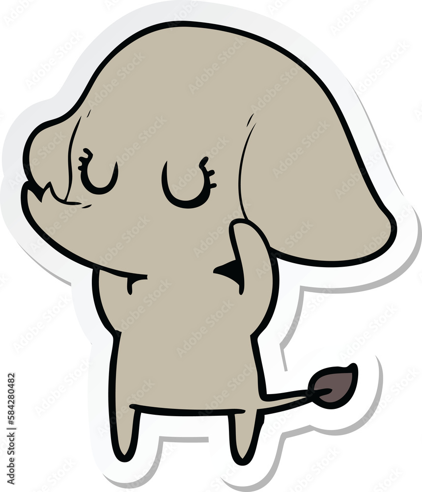 sticker of a cute cartoon elephant sticker of a cute cartoon elephant