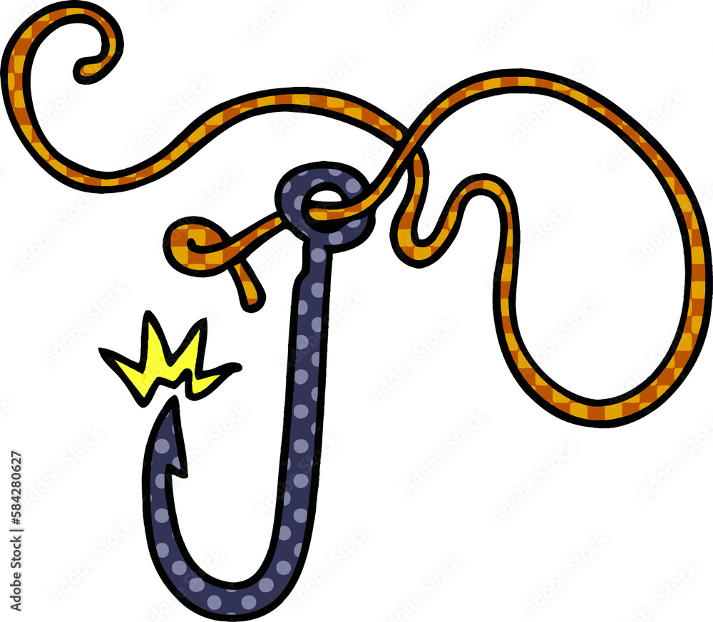 cartoon doodle of a sharp fishing hook