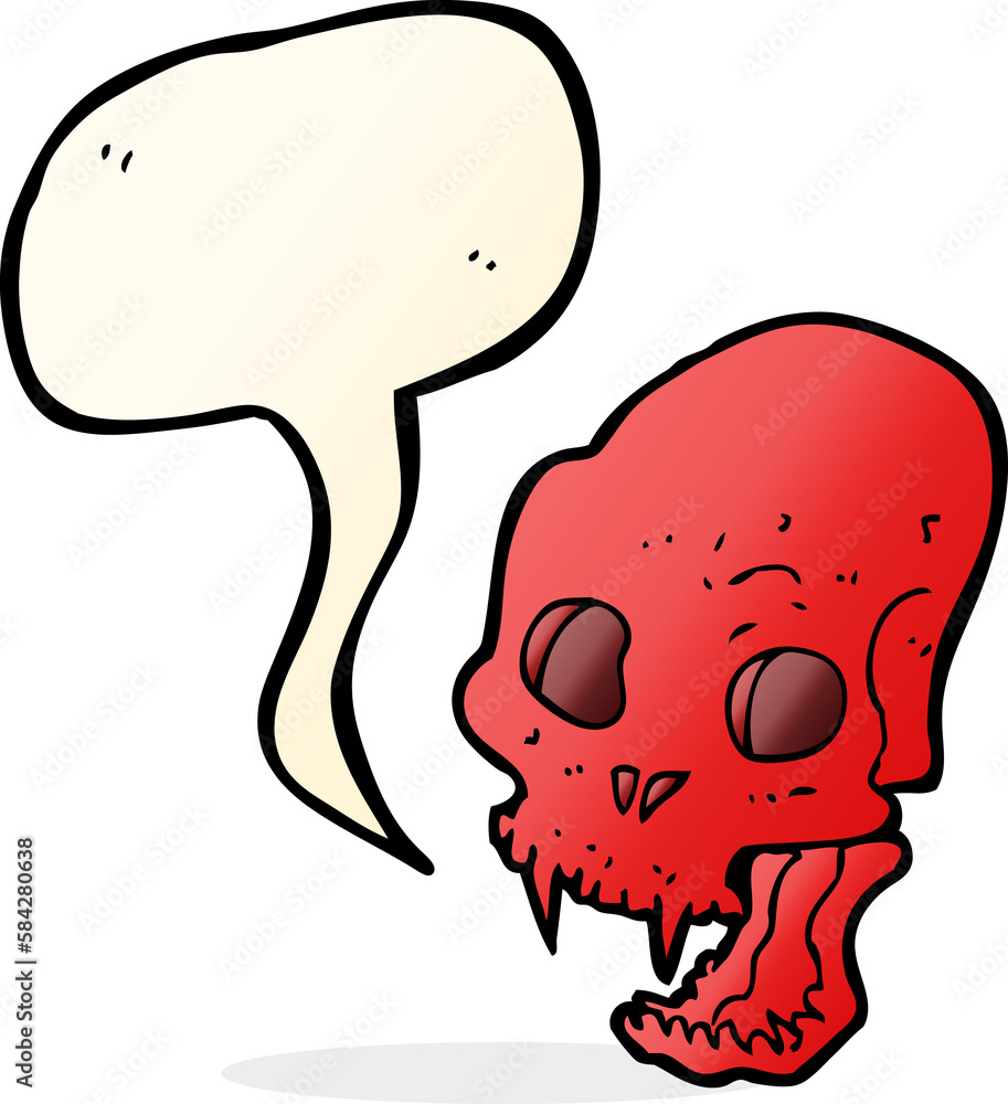 cartoon spooky vampire skull with speech bubble cartoon spooky vampire skull with speech bubble