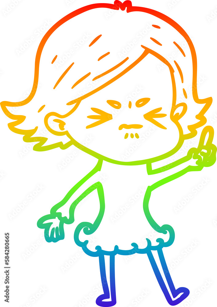 rainbow gradient line drawing cartoon angry girl rainbow gradient line drawing cartoon angry girl