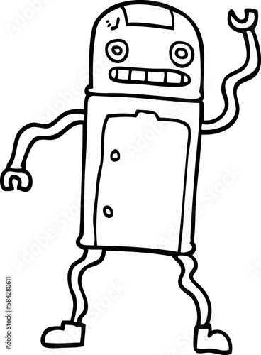 line drawing cartoon robot