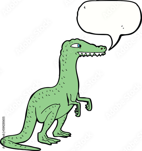 cartoon dinosaur with speech bubble