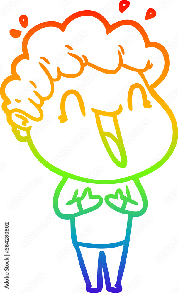 rainbow gradient line drawing cartoon happy man laughing rainbow gradient line drawing cartoon happy man laughing