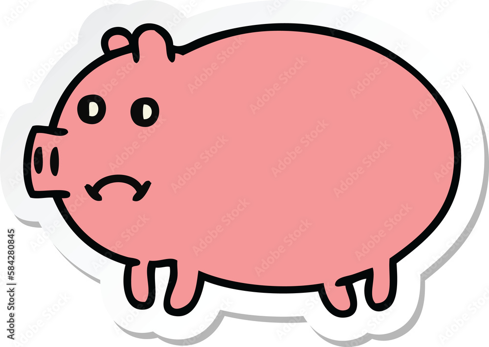 sticker of a cute cartoon pig sticker of a cute cartoon pig