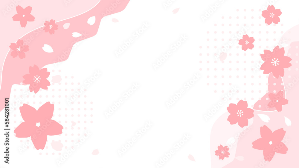 日本の春、桜の和柄、ピンク色のテンプレート和風背景ベクターイラスト素材