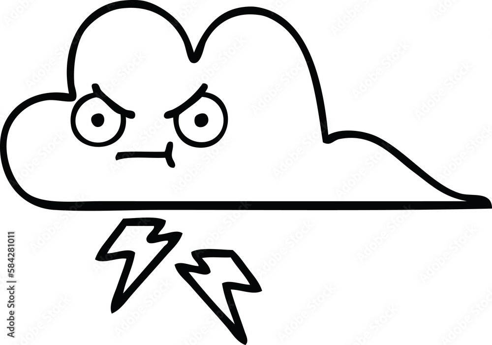 line drawing cartoon storm cloud