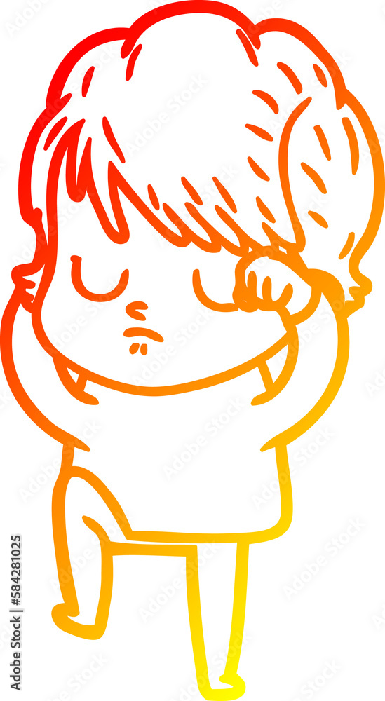 warm gradient line drawing cartoon woman warm gradient line drawing cartoon woman