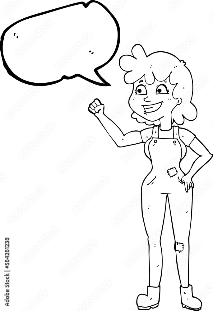 speech bubble cartoon determined woman clenching fist speech bubble cartoon determined woman clenching fist