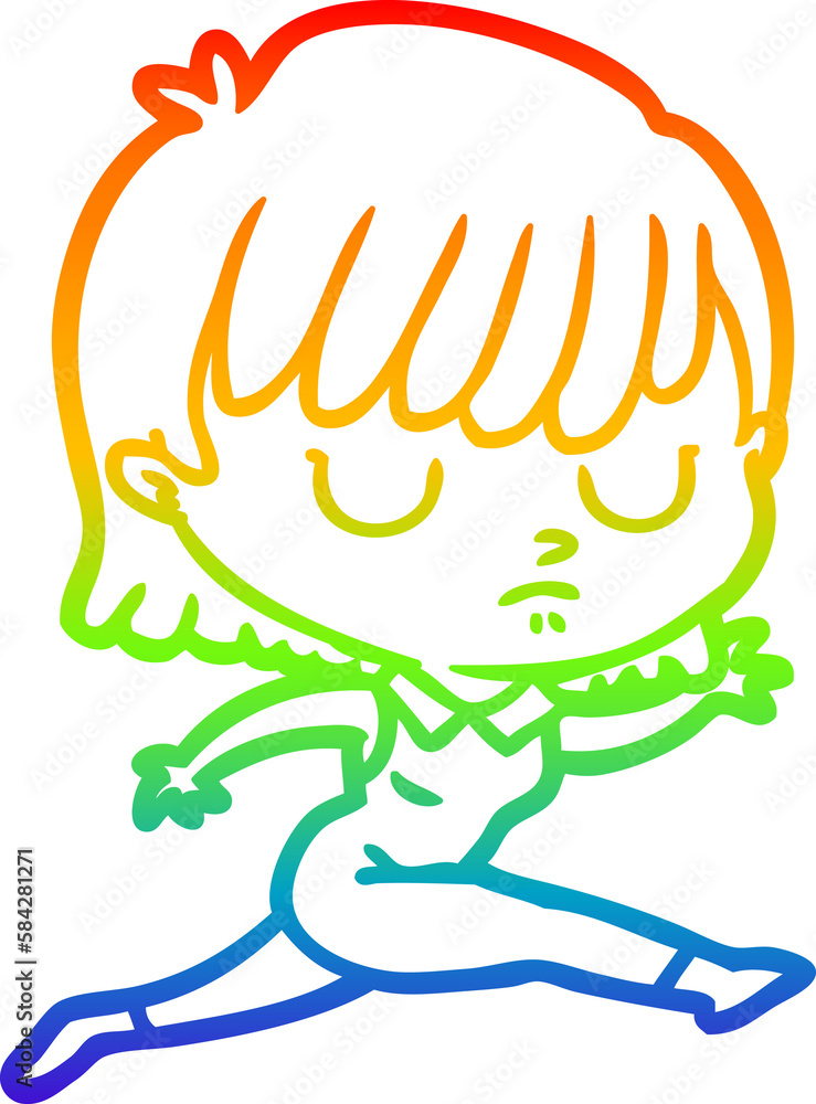 rainbow gradient line drawing cartoon woman