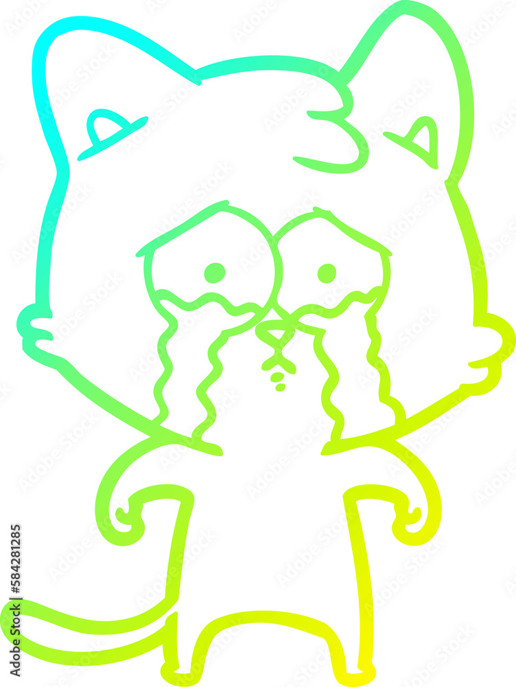 cold gradient line drawing cartoon crying cat cold gradient line drawing cartoon crying cat